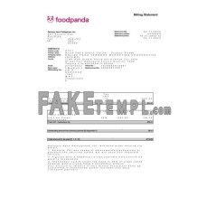 USA New York Foodpanda billing fake bank statement Word and PDF template, 4 pages