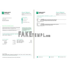 USA South Dakota Bank of the West BNP Paribas fake bank statement Word and PDF template, 4 pages