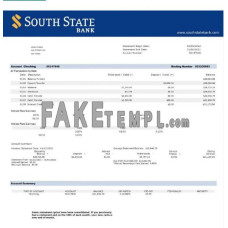 USA SOUTH STATE fake bank statement Word and PDF template