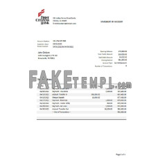 USA Texas First Citizens fake bank statement Word and PDF template