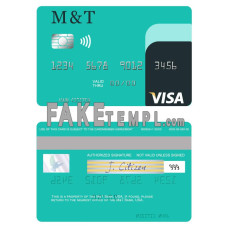 USA M&T Bank fake visa card photoshop template PSD