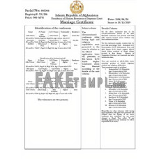 Afghanistan fake marriage certificate photoshop template PSD 