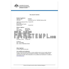 Australia fake e-visa Word and PDF template