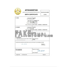 Afghanistan vital record fake birth certificate Word and PDF template