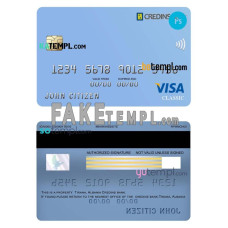 Albania Credins bank fake visa debit card photoshop template PSD