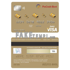 Albania ProCredit bank fake visa card photoshop template PSD