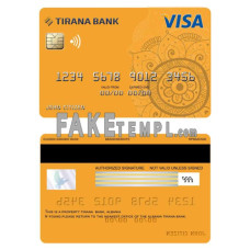 Albania Tirana bank fake visa card debit card photoshop template PSD