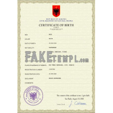 Albania fake birth certificate photoshop template PSD 