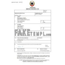 Albania fake birth certificate Word and PDF template