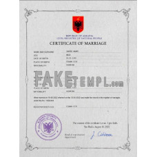 Albania fake marriage certificate photoshop template PSD 