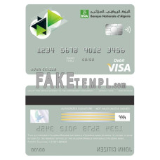 Algeria Banque nationale d’Algérie (BNA) bank fake visa card debit card photoshop template PSD