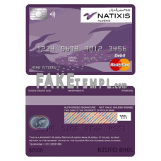 Algeria Natixis Algerie bank fake mastercard debit card photoshop template PSD