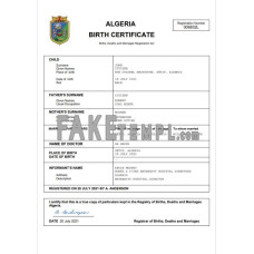 Algeria vital record fake birth certificate Word and PDF template