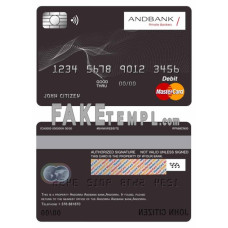 Andorra Andbank fake mastercard debit card photoshop template PSD