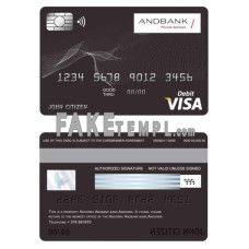 Andorra Andbank fake visa card debit card photoshop template PSD