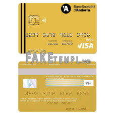 Andorra Bank Sabadell fake visa card photoshop template PSD