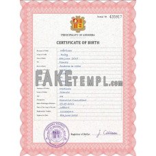 Andorra fake vital record birth certificate photoshop template PSD 