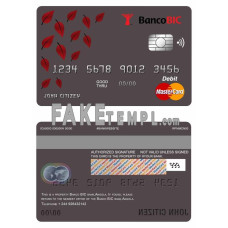 Angola Banco BIC bank fake mastercard debit card photoshop template PSD