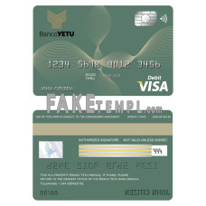 Angola Banco Yetu bank fake visa card debit card photoshop template PSD