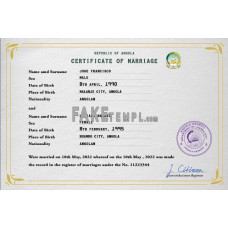 Angola fake marriage certificate photoshop template PSD 