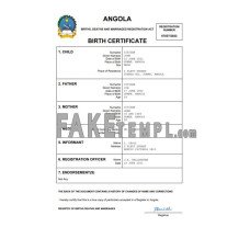 Angola vital record fake birth certificate Word and PDF template