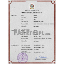 Antigua and Barbuda fake marriage certificate photoshop template PSD 