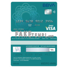 Argentina BBVA bank fake visa debit card photoshop template PSD