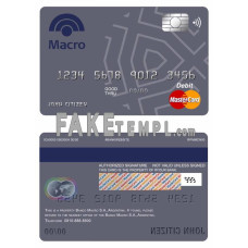 Argentina Banco Macro S.A. bank fake mastercard debit card photoshop template PSD