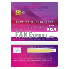 Argentina bank Credicoop bank fake visa credit card photoshop template PSD