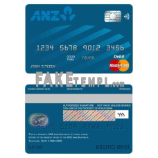 Australia ANZ bank fake mastercard debit card photoshop template PSD