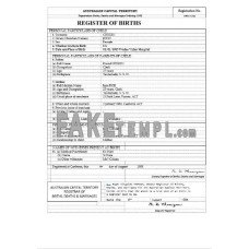 Australia Australian Capital Territory fake birth certificate Word and PDF template, version 2