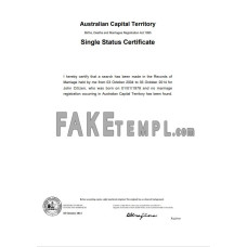 Australia Australian Capital Territory fake divorice certificate Word and PDF template