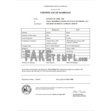 Australia Australian Capital Territory fake marriage certificate Word and PDF template