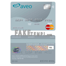 Australia Aveo bank fake mastercard debit card photoshop template PSD