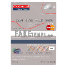 Australia Colonial First State Bank fake mastercard debit card photoshop template PSD