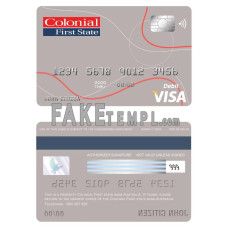 Australia Colonial First State Bank fake visa card debit photoshop template PSD