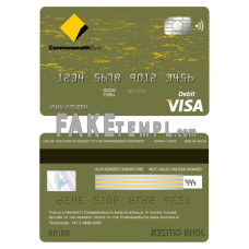 Australia Commonwealth Account Bank fake visa card photoshop template PSD