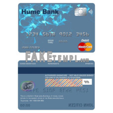 Australia Humebank bank fake mastercard debit card photoshop template PSD