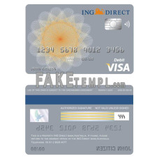 Australia ING Direct bank fake visa card debit card photoshop template PSD