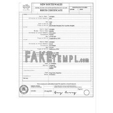 Australia New South Wales fake birth certificate Word and PDF template, version 2