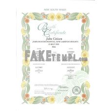 Australia New South Wales decorative (commemorative) birth certificate template in PSD format, fully editable