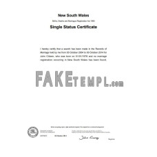 Australia New South Wales fake divorice certificate Word and PDF template