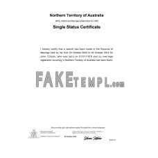 Australia Northern Territory of Australia fake divorice certificate Word and PDF template