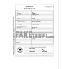 Australia Queensland fake birth certificate Word and PDF template