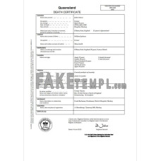 Australia Queensland fake death certificate Word and PDF template