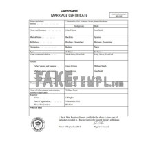 Australia Queensland fake marriage certificate Word and PDF template