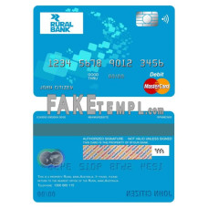 Australia Rural Bank fake mastercard debit card photoshop template PSD