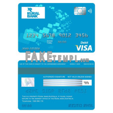 Australia Rural Bank fake visa card debit card photoshop template PSD