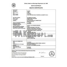 Australia South Australia fake death certificate Word and PDF template