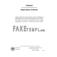 Australia Tasmania fake marriage certificate Word and PDF template